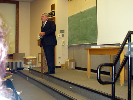 Irving in mid speech