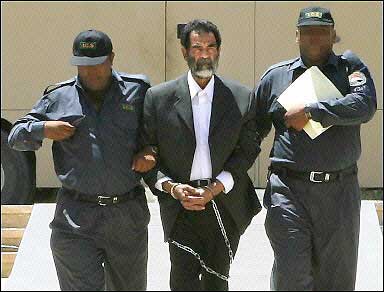 Saddam Hussein shackled