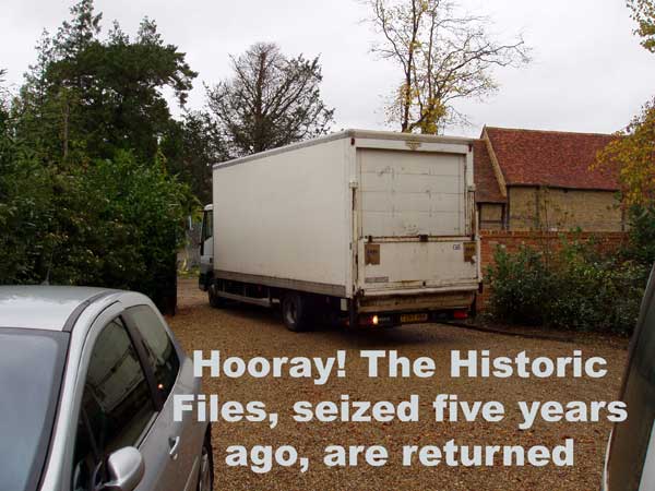 161007 6 truck reverses gingerly through the gates of our new Windsor home, bringing back 150 boxes of archive files