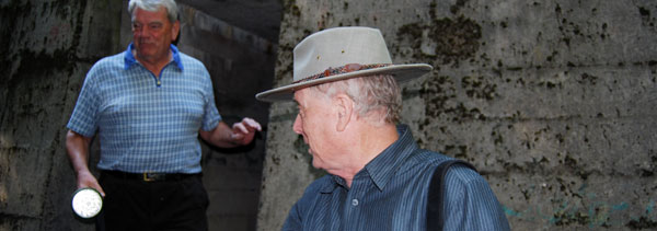 051011 9 David Irving (left) and Hugo Haig-Thomas exploring Hitler's bunker